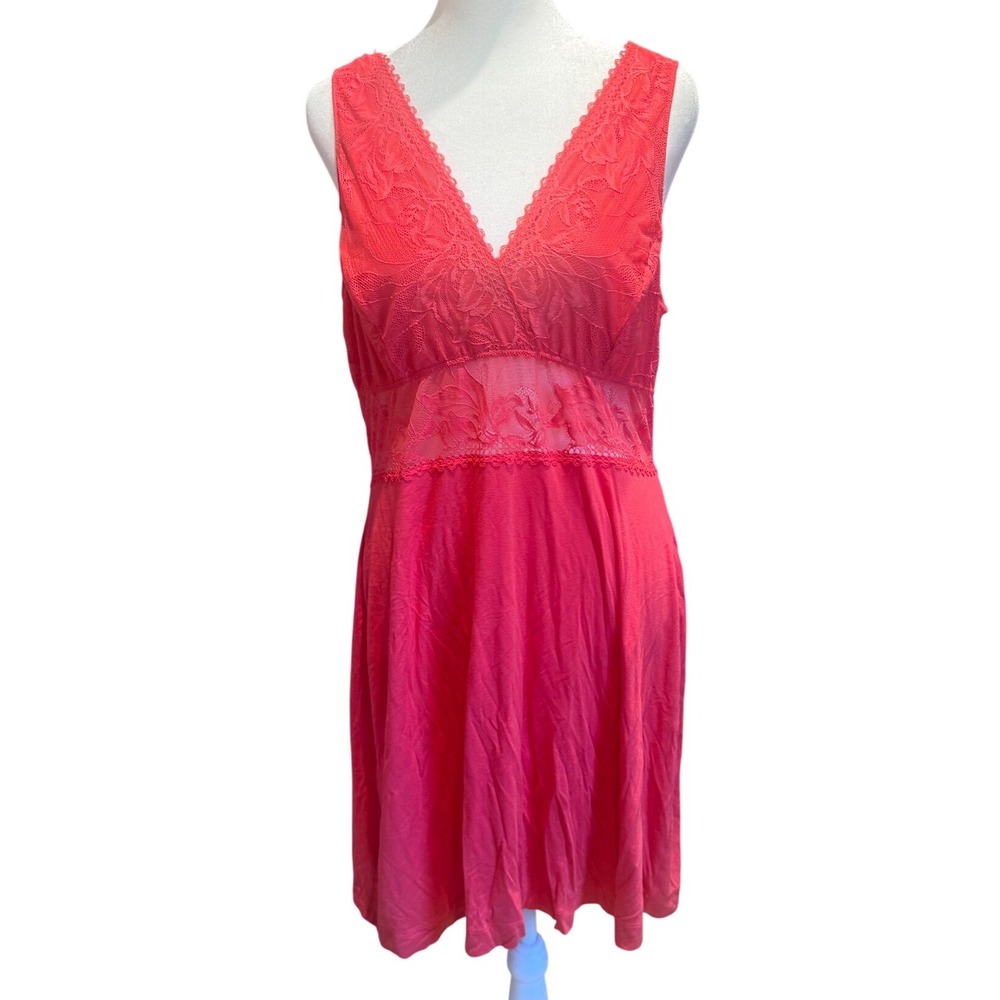 Soma Cool Nights Lace Bodice Chemise Hearts Desire Pink Red L 570317566 NEW - Picture 1 of 11